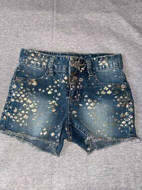 Justice Girls Gold Foil Denim Cutoff Shorts